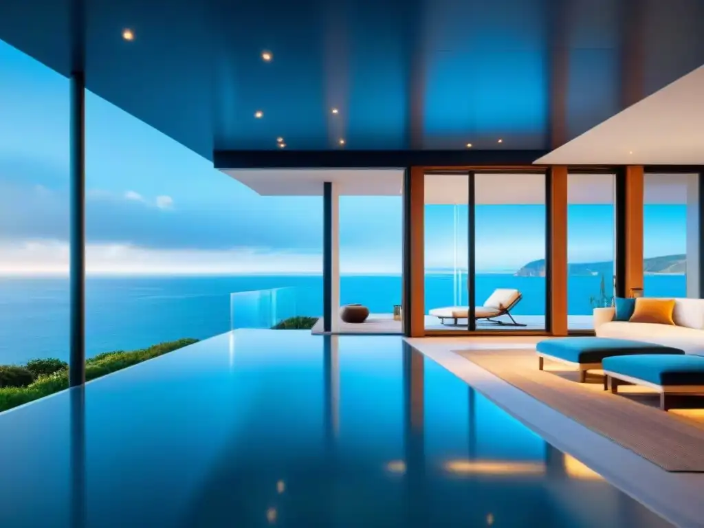 Residencia inteligente de lujo en entorno costero Domótica para hogar costero: Casa moderna con vista al mar, integrando tecnología y naturaleza en un entorno lujoso y tranquilo