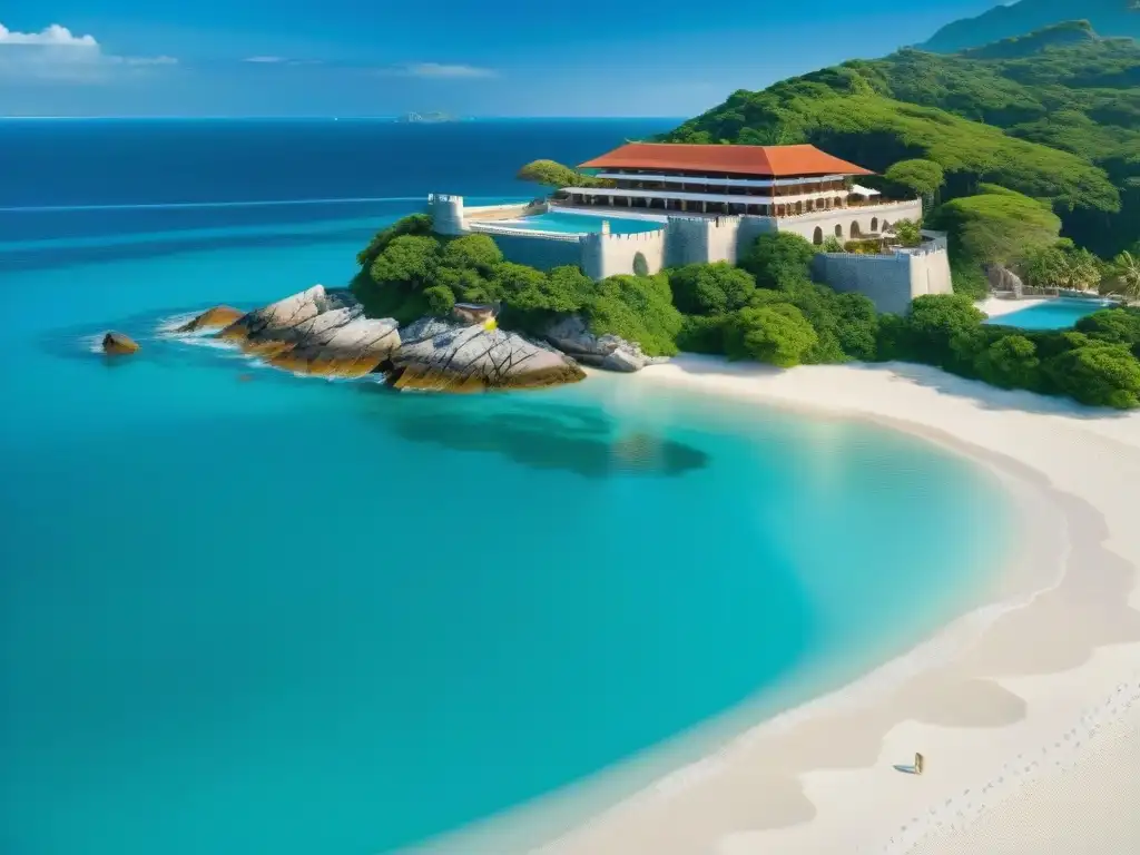 Fortaleza histórica convertida en ecoresort de lujo frente al mar Un ecoresort histórico en la costa: fusión perfecta de historia y lujo frente al mar turquesa