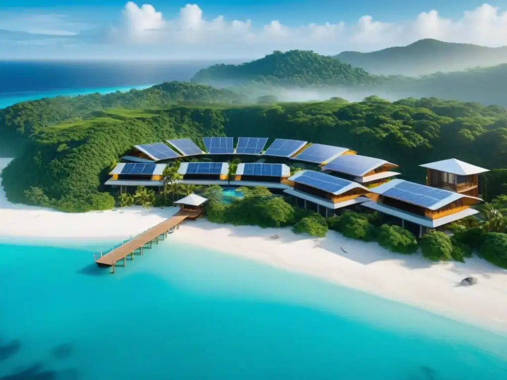 Resort ecológico 8K: diseño sostenible en paraíso tropical Un ecoresort de vanguardia rodeado de exuberante vegetación tropical y con arquitectura verde en armonía con el entorno costero
