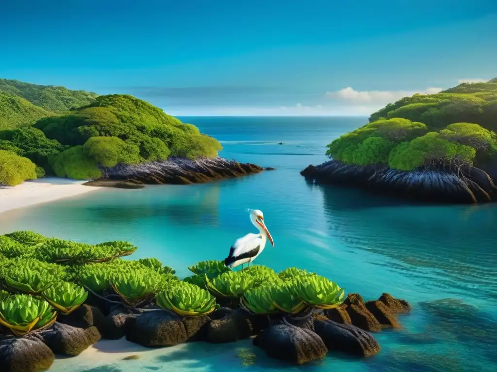 Vida salvaje en ecosistema costero: manglares y aves marinas Un ecosistema costero diverso y vibrante con flora y fauna en armonía