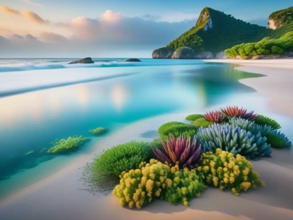 Paraíso costero: biodiversidad y equilibrio natural Un ecosistema costero protegido con aguas cristalinas y aves marinas