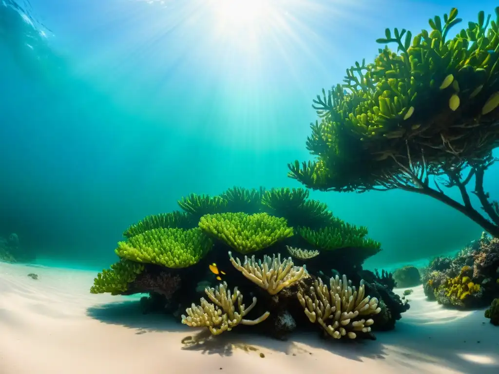 Maravilloso ecosistema costero: vida marina en aguas turquesa Un ecosistema costero vibrante con diversa vida marina, aguas turquesas cristalinas y arrecifes de coral coloridos