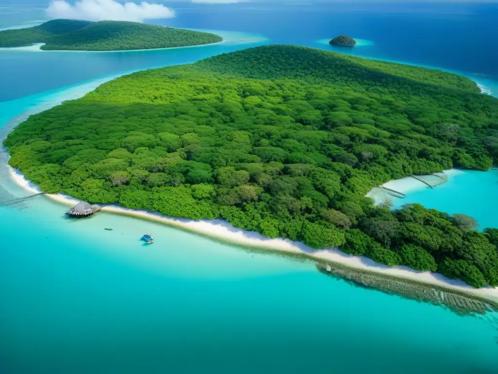 Paraíso costero sostenible: turismo responsable y conservación Conservación ecosistemas costeros turismo: Ecosistema costero prístino, aguas turquesas, manglares, vida marina y turistas responsables