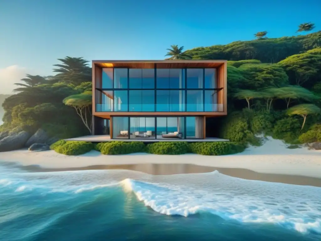 Arquitectura costera: Integración perfecta con la naturaleza Edificio costero integrado con la naturaleza, ventanales y luz natural