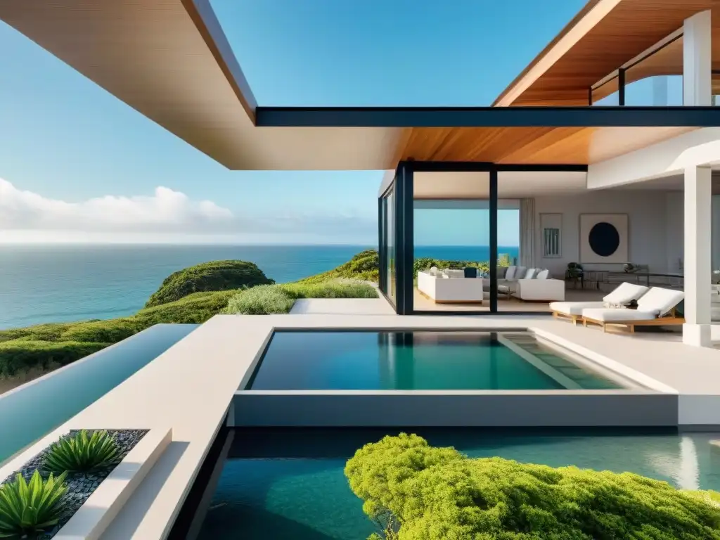 Vivienda costera sostenible: armonía entre modernidad y naturaleza Elegante casa costera con diseño minimalista en armonía con la naturaleza y el mar