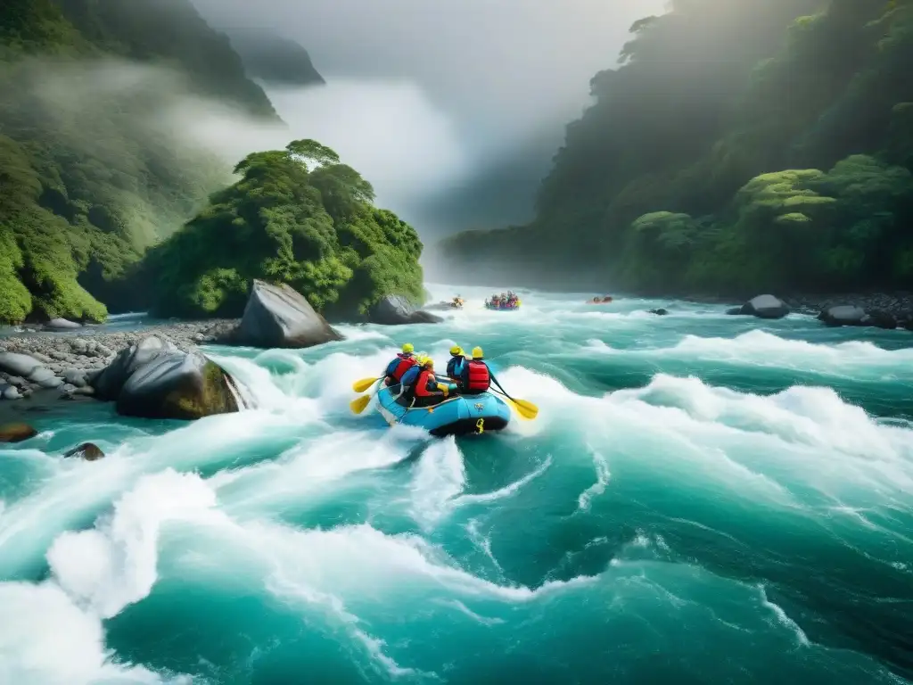 ¡Emociónate con el rafting en ríos costeros! ♂️ Emocionante rafting en ríos costeros entre rápidos y selva tropical, con sol y neblina