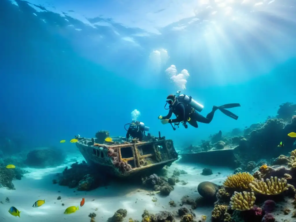 Excavación submarina: arqueólogos marinos descubren naufragio Una emocionante expedición submarina descubriendo tesoros antiguos, revelando la historia marítima de la región