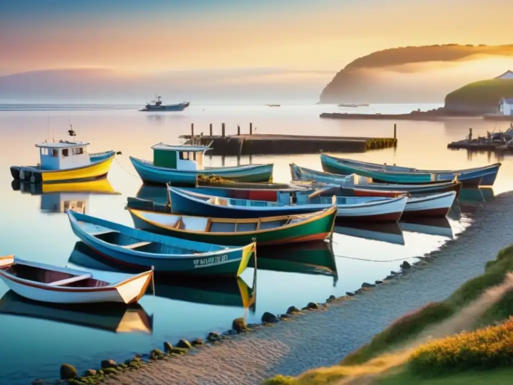 Al amanecer: pescadores preparando sus barcas en un pueblo costero Emotiva imagen de aldea pesquera al amanecer, pescadores preparan embarcaciones