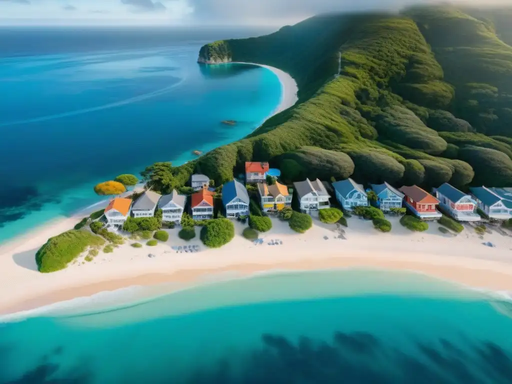 Pintoresco pueblo costero: viviendas coloridas, mar azul y tranquilidad Un encantador pueblo costero con propiedades coloridas y playa