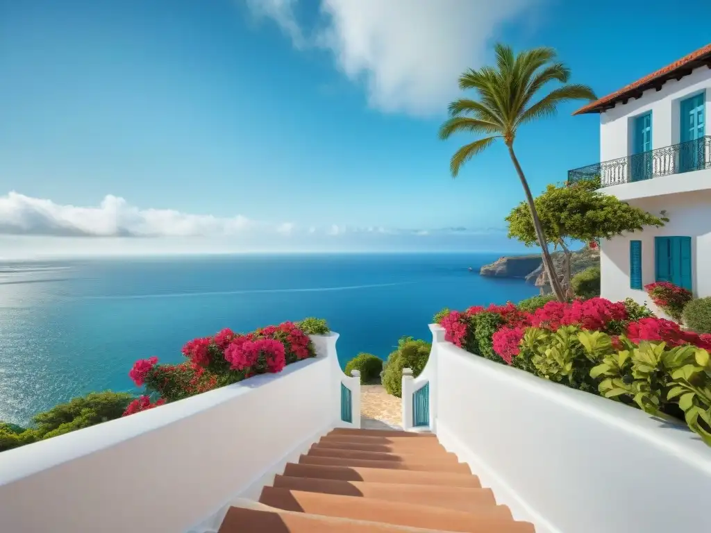Villa costera: paraíso entre vegetación exuberante y mar turquesa Una encantadora villa costera entre exuberante vegetación, con arquitectura tradicional y vistas al mar turquesa sereno