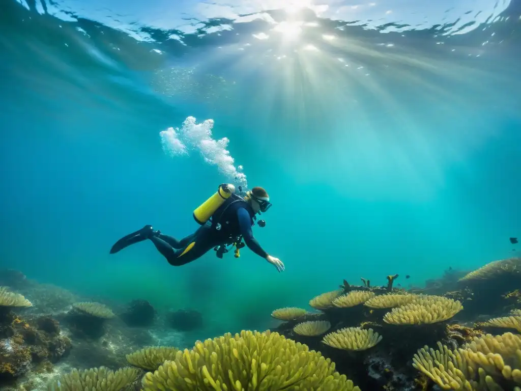 Exploración submarina: biólogos marinos en acción Equipo de biólogos marinos en acción estudiando la biodiversidad costera en un manglar, destacando la importancia de la conservación