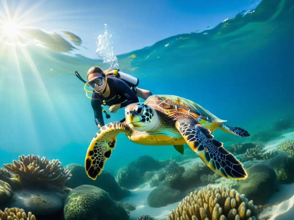 Equipo de expertos liberando tortugas marinas: dedicación y naturaleza Equipo de expertos liberando tortugas marinas en su hábitat natural