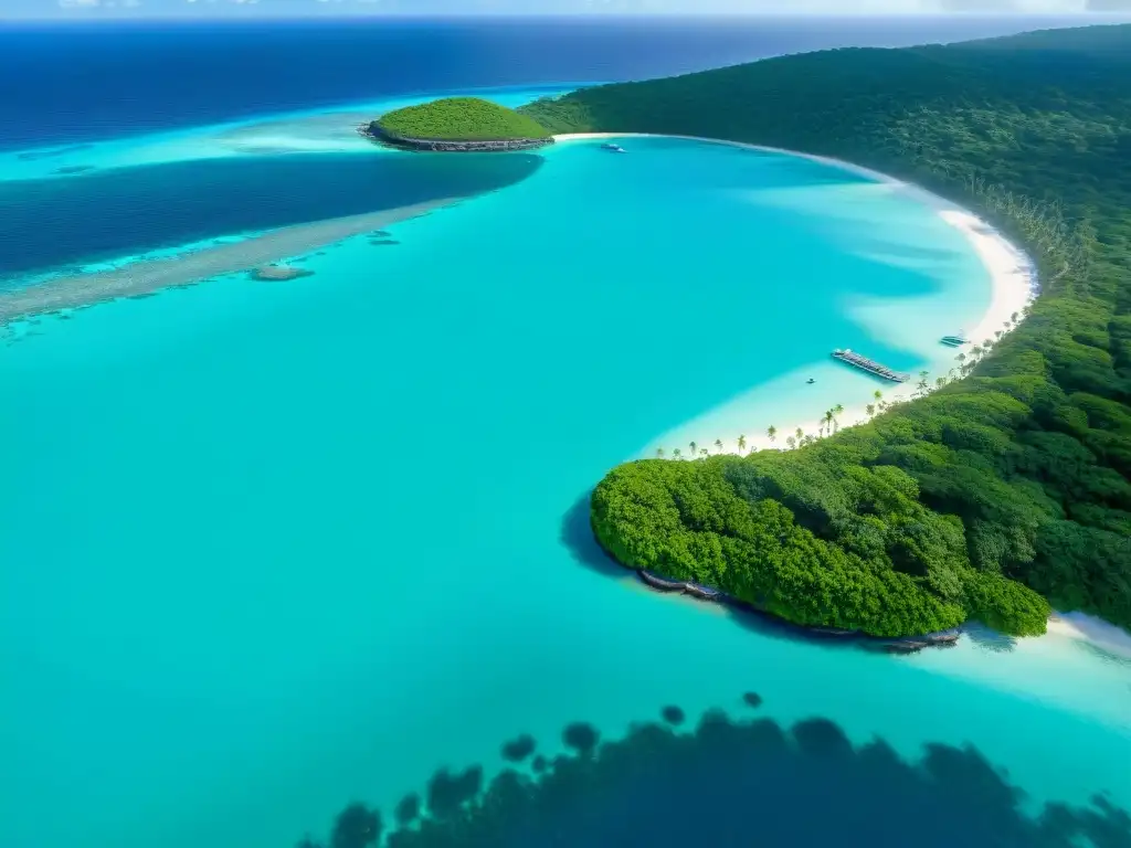 Inversión costera: Paraíso caribeño de lujo Escena costera idílica en el Caribe: playa turquesa, propiedades lujosas y vibrante arrecife