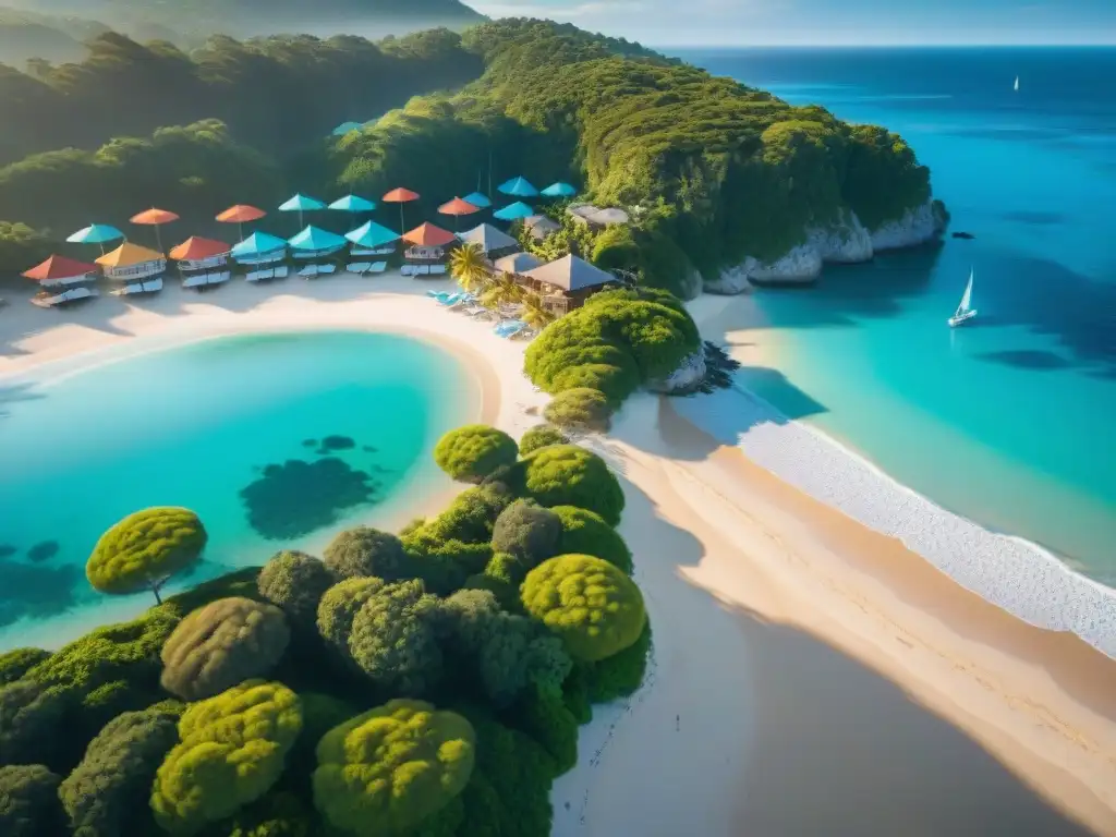 Encanto costero: vivir junto al mar en un paraíso tropical Escena costera idílica con propiedades vibrantes frente al mar, seguro de desastres naturales propiedades costeras