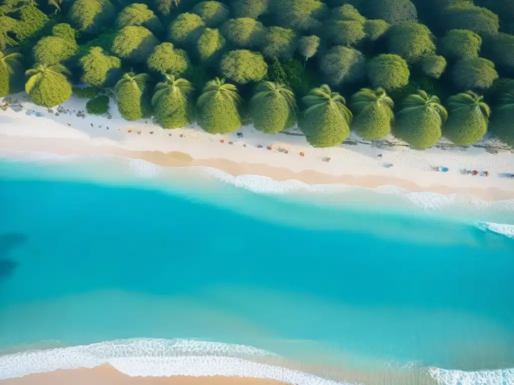 Paraíso tropical: aguas turquesas de la Riviera Maya Escena costera de la Riviera Maya con aguas turquesas, palmeras y arena blanca