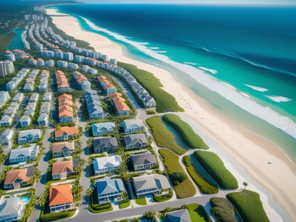 Inversión costera: mercado inmobiliario en auge Escena costera vibrante con tendencias mercado compra propiedades costeras
