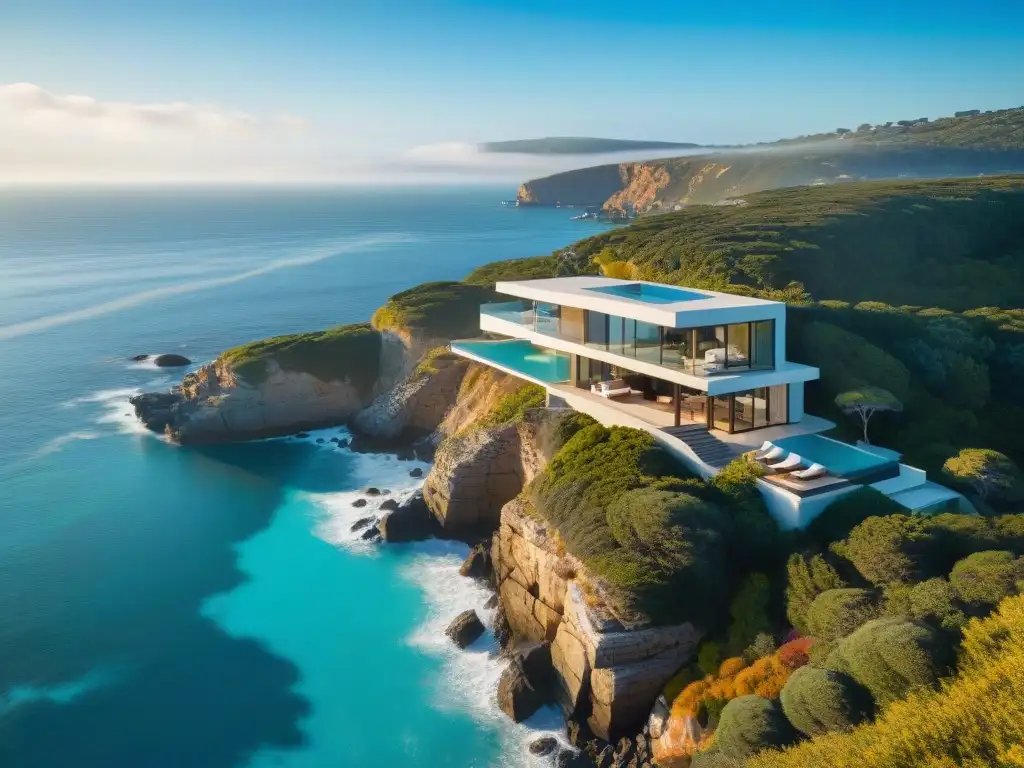 Casa moderna en acantilado: fusión perfecta con el mar Espectacular casa costera de diseño arquitectónico moderno en acantilado con vistas al mar turquesa