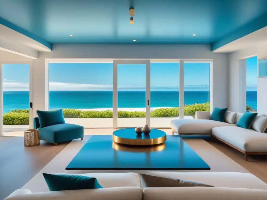 Viviendo junto al mar: lujo y seguridad frente al océano Espectacular casa moderna frente al mar en un día soleado, transmitiendo calma y seguridad