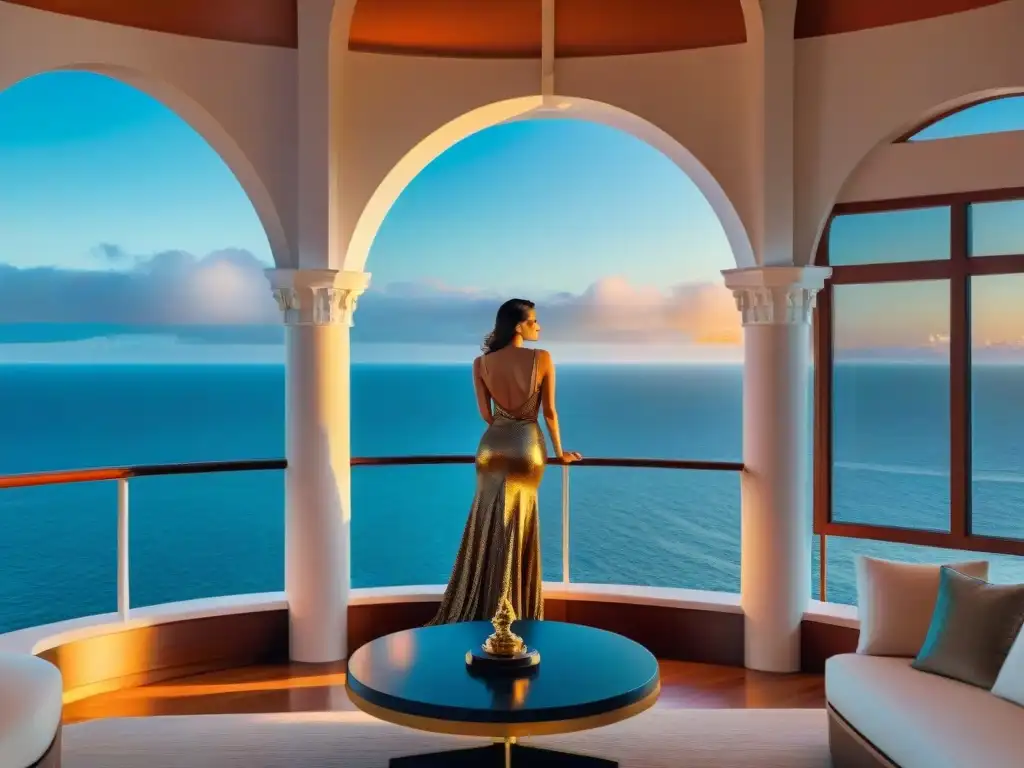 Resplandeciente atardecer desde el faro convertido en residencia de lujo Espectacular vista panorámica desde faro como residencia vacacional exclusiva, con océano y atardecer