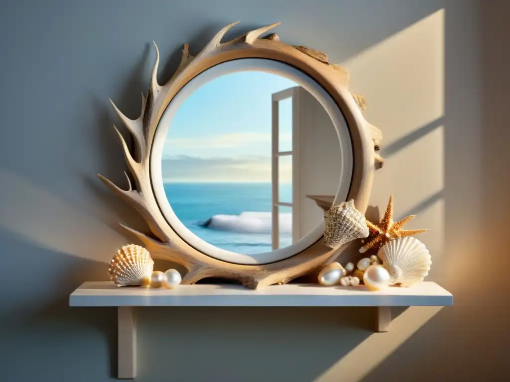 Espejo de madera a la deriva: artesanía costera Espejo de madera a la deriva con elementos modernos en decoración hogar costero
