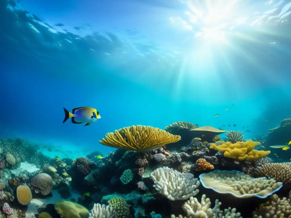 Arrecife de coral en la Gran Barrera: vida marina vibrante Espléndida aventura de buceo en la Gran Barrera de Coral: un arrecife vibrante lleno de vida marina y aguas cristalinas