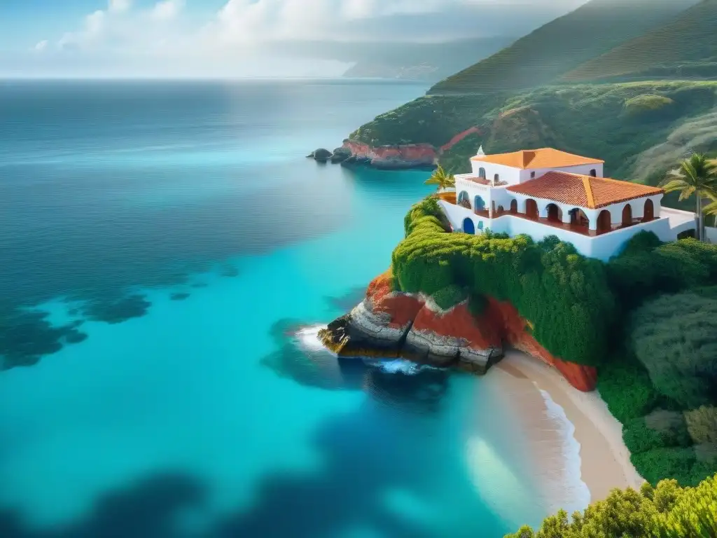 Residencia de lujo estilo hacienda con vista al mar turquesa Espléndida casa estilo hacienda en acantilado, lujo costero y tradición mexicana