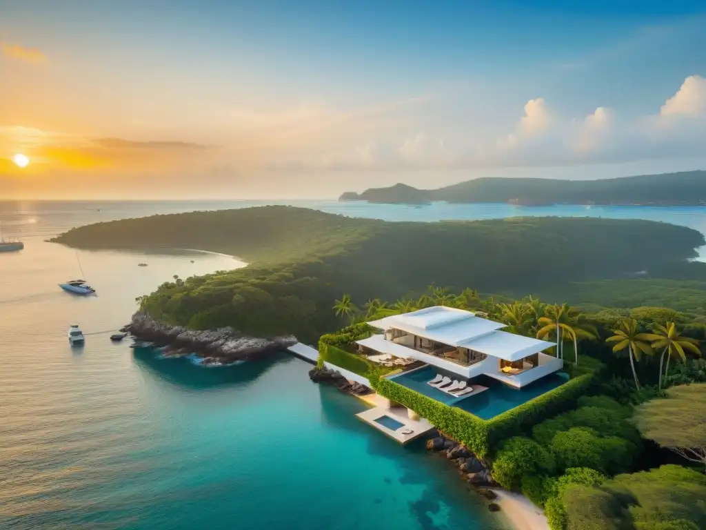 Residencia de lujo: piscina infinita con vista al mar Espléndida propiedad costera de lujo con piscina infinita y jardines tropicales, refleja el lujo de las amenidades propiedades costeras lujo
