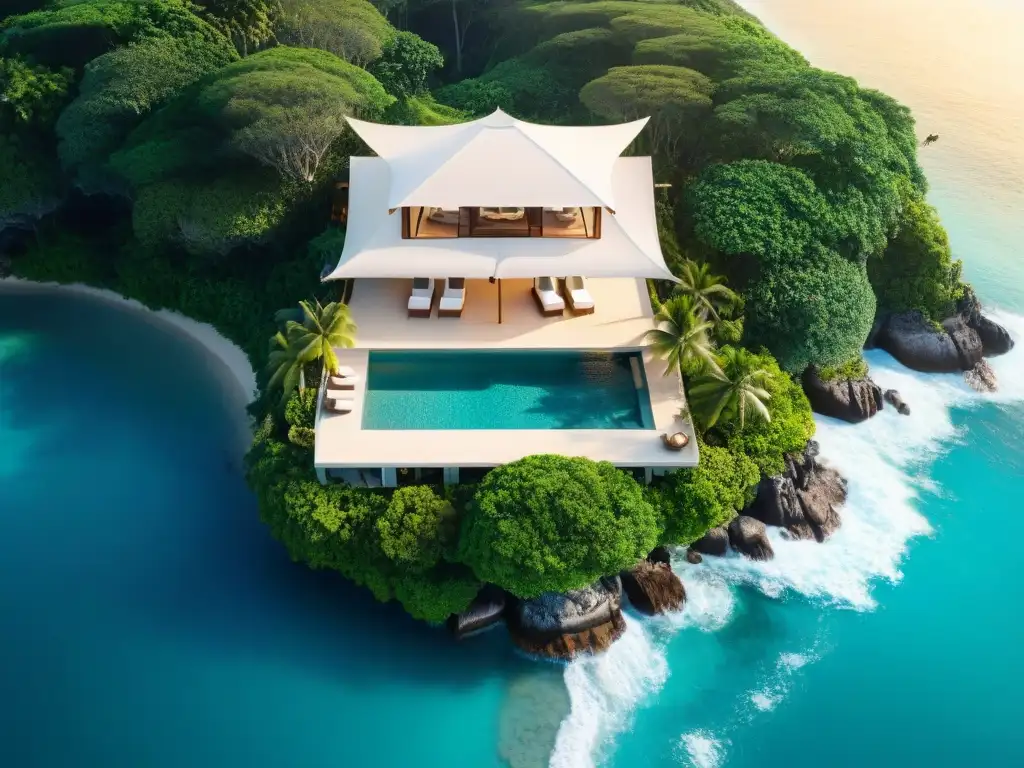 Villa de lujo frente al mar: armonía tropical y elegancia Espléndida villa de lujo frente a la playa con decoración de alta gama costa: piscina infinita privada, sol dorado y exquisito paisajismo tropical