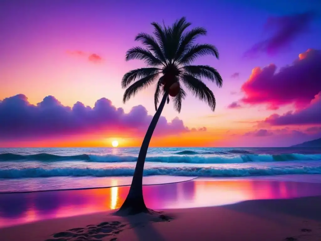 Atardecer de ensueño en playa tranquila Iluminación estratégica en propiedades costeras: Atardecer impresionante en la playa, con cielos de tonos cálidos y tranquilidad