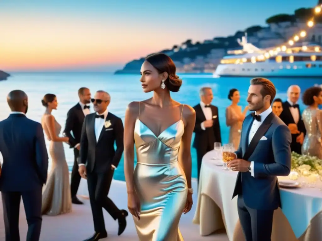 Gala de lujo en la Riviera Francesa: moda y opulencia junto al mar Un evento de gala en la Riviera Francesa: vestimenta de noche en destinos costeros