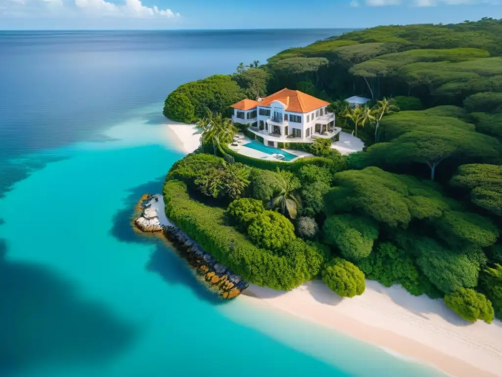 Mansión costera de lujo: opulencia exclusiva en paraíso Exclusiva mansión costera rodeada de playas, aguas turquesas y exuberante vegetación