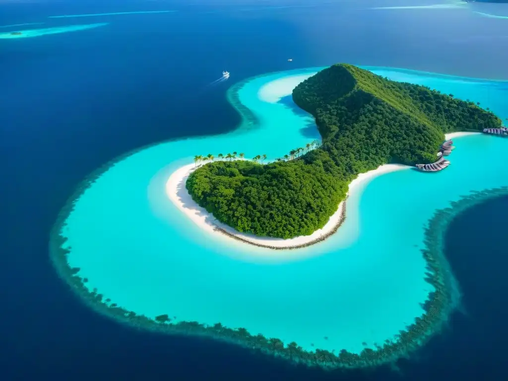 Exclusivo paraíso privado: isla de lujo con villas y arrecife Exclusiva isla privada con villas de lujo, piscinas infinitas y un puerto privado lleno de yates