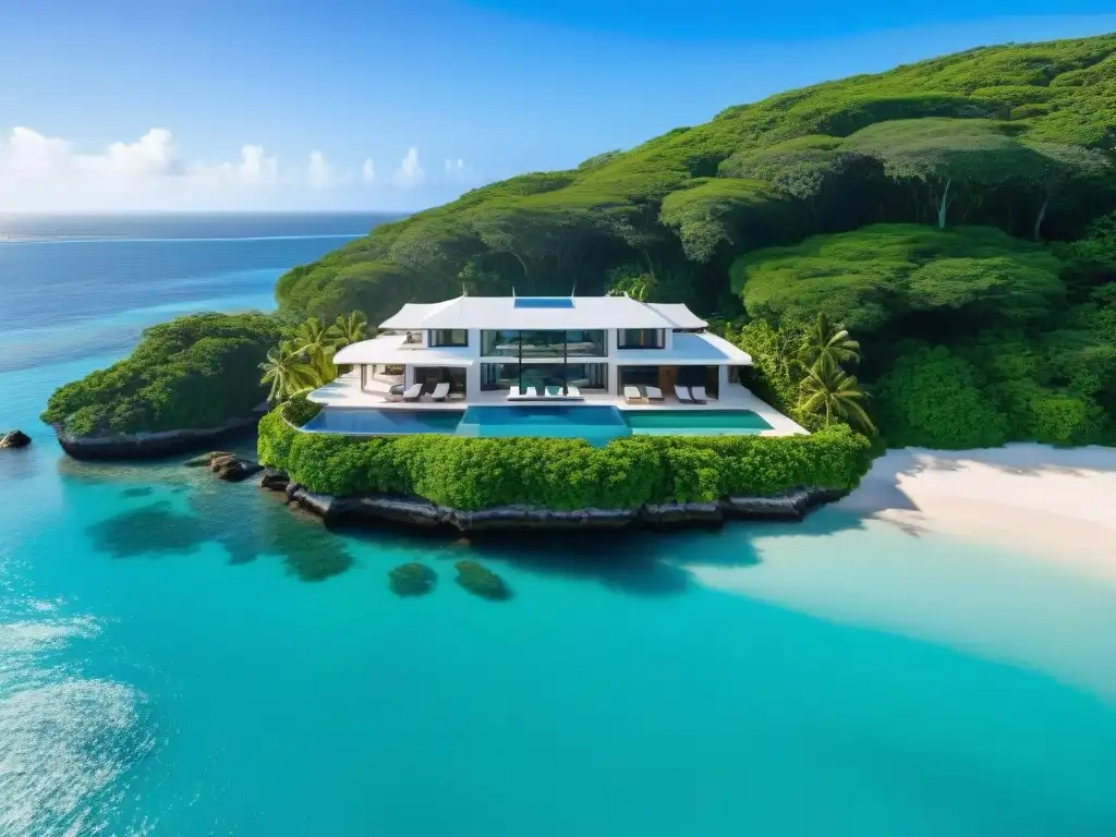 Exclusivo refugio costero con piscina infinita y muelle privado Una exclusiva propiedad costera privada rodeada de exuberante vegetación y aguas turquesas, con lujosa piscina infinita integrada al mar