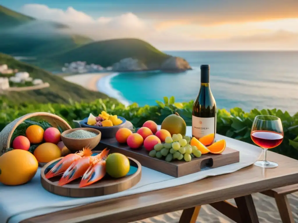 Experiencia costera exclusiva: atardecer, marisco y vino Experiencias de degustación en propiedades costeras: mesa de mariscos frescos y vinos finos al atardecer en la costa
