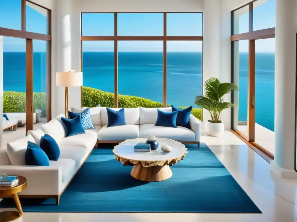 Residencia costera de lujo: diseño interior elegante y temático Exquisita mansión costera con suelos impresionantes alta gama costera y decoración náutica elegante en ambiente lujoso y sereno