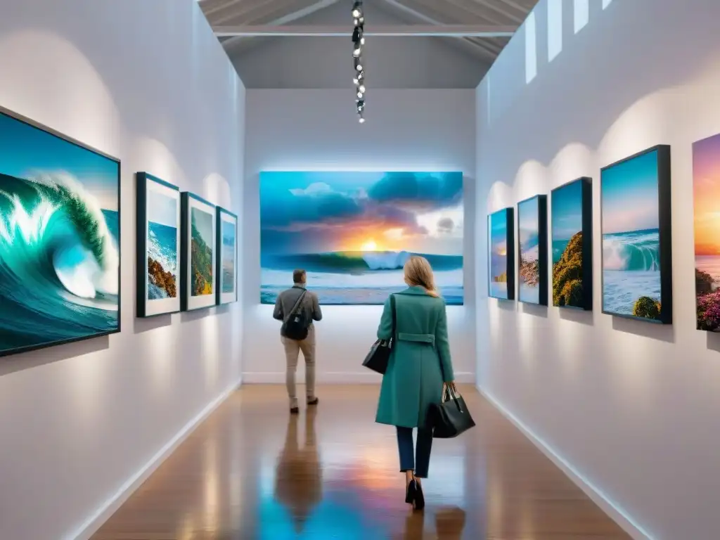 Exposición de Arte Costero: Colores, Creatividad y Encanto Una feria de arte costero vibrante con galerías ocultas y un atardecer pintoresco