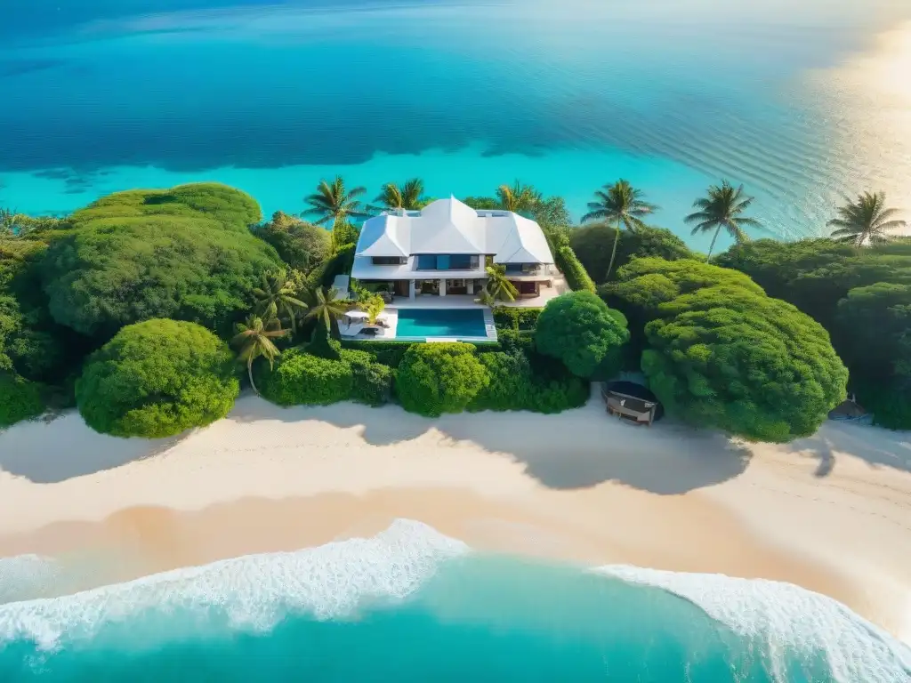 Propiedad costera de lujo: playa, villa y piscina infinita Financiación exclusiva propiedades costeras: majestuosa villa con piscina infinity frente al mar, playa de arena y aguas turquesas
