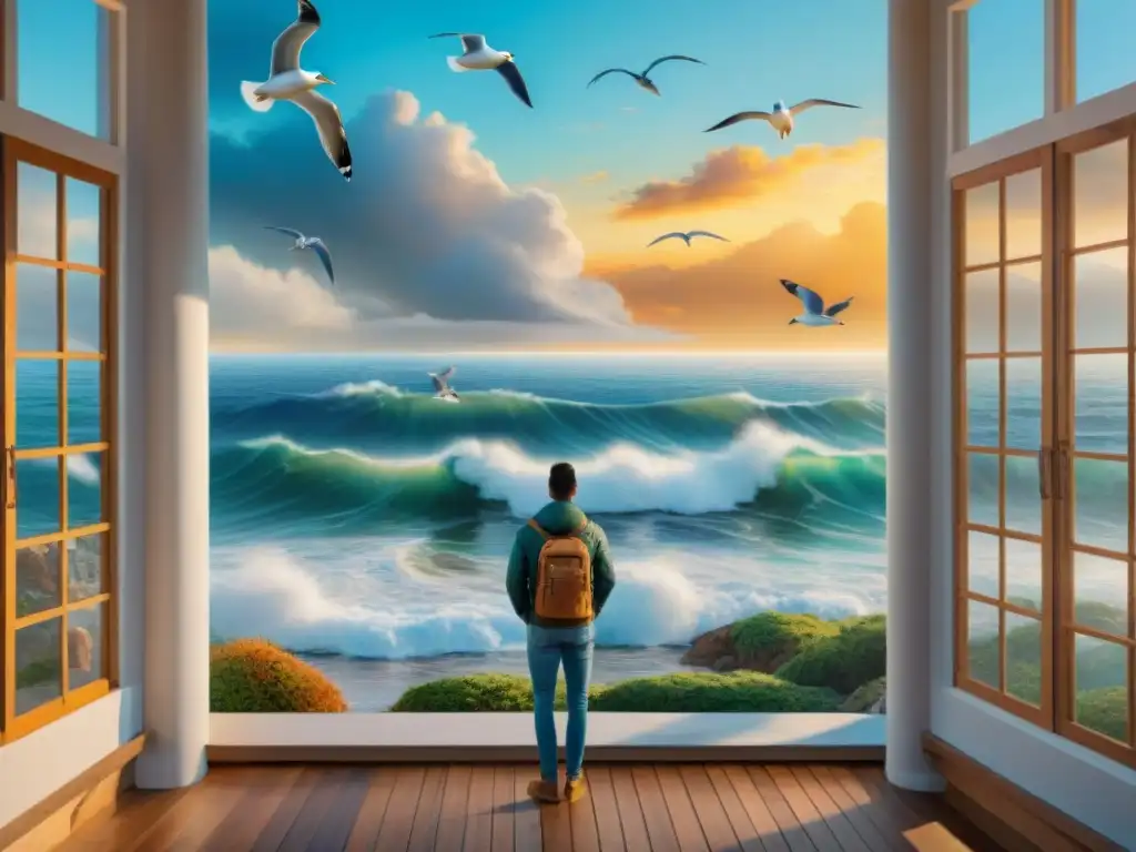 Galburo oculto: arte marino en galería costera Una galería de arte costero oculta, decorada con murales coloridos de la vida marina y una colección ecléctica en un pueblo pintoresco junto al mar
