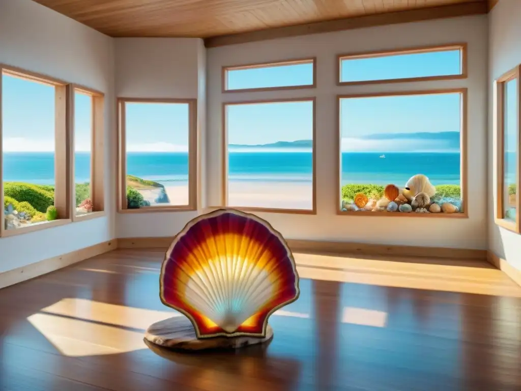 Galería de arte costero: maravillas entre las olas Una galería de arte costero oculta en un pueblo junto al mar, con obras vibrantes y visitantes asombrados