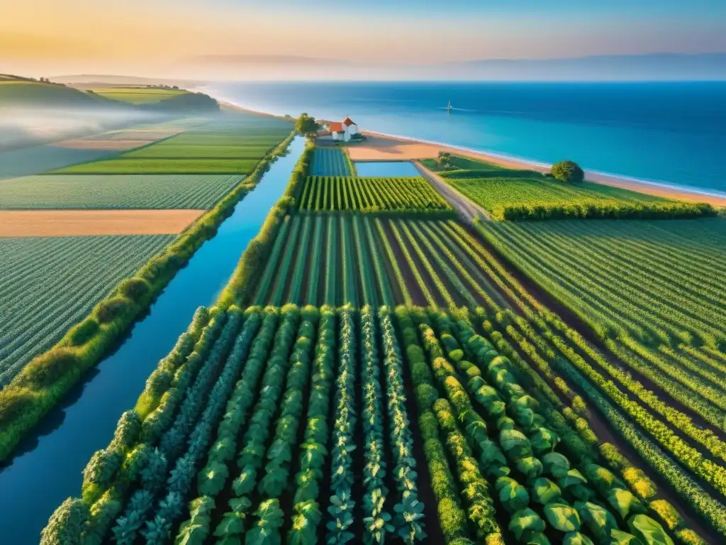 De granja a paraíso: evolución rural a costa de ensueño Transformación de granjas en residencias costeras: de la tranquilidad rural a la lujosa costa al atardecer
