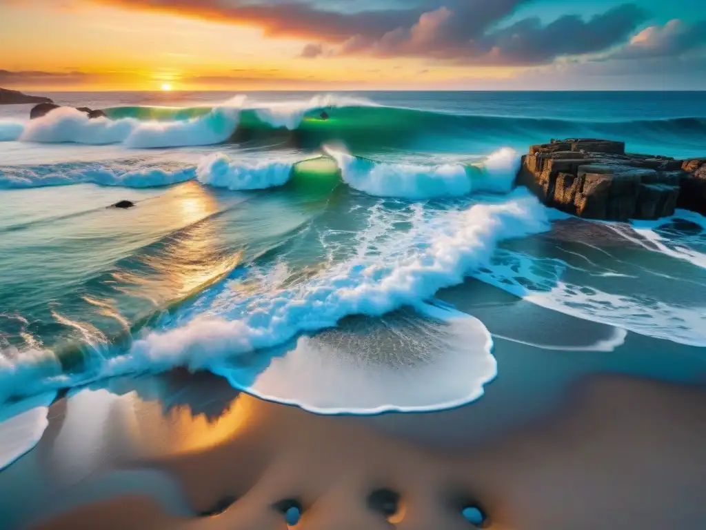 Artistas costeros crean obra maestra en la playa al atardecer Un grupo diverso de artistas costeros modernos crea una obra maestra colaborativa en la playa al atardecer, fusionando tradiciones renovadas