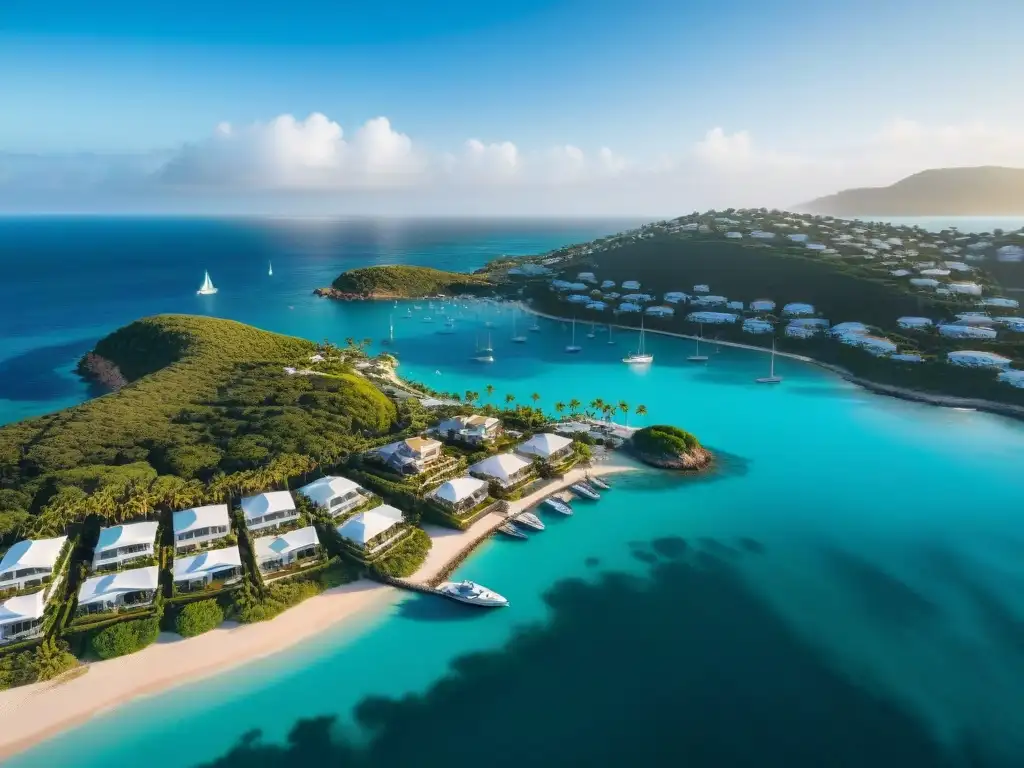Villas de lujo en costa paradisíaca: fusión natural y moderna Hermosa propiedad costera con villas de lujo yates en la marina, ideal para comprar con criptomonedas