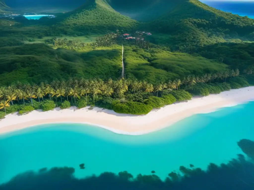 Inversiones de lujo en el Caribe: playas paradisíacas Hermosa vista aérea del Mercado Inmobiliario Costero en el Caribe con playas de arena blanca y aguas turquesas vibrantes