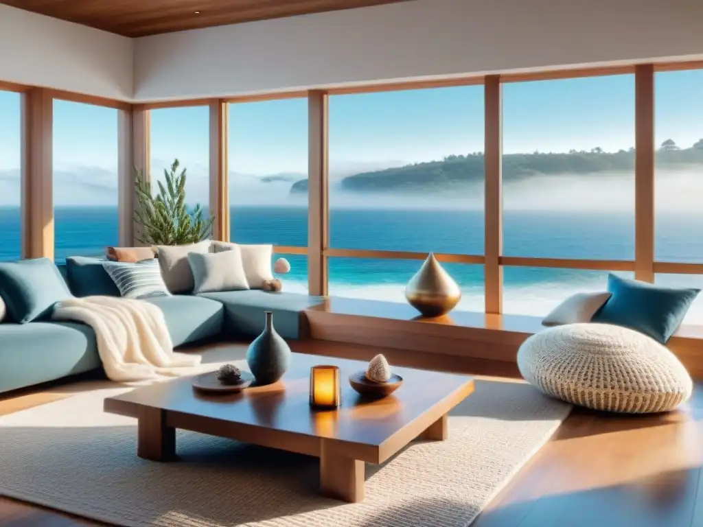 Interior de lujo costero: decoración elegante y acogedora Decoración hogar costero con accesorios de lujo en un ambiente cálido y elegante junto al mar
