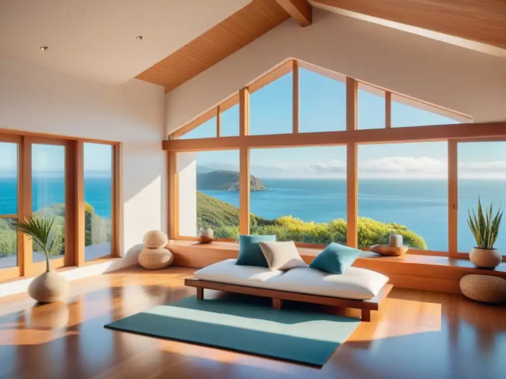 Refugio costero para relajación y mindfulness Hogar costero sereno con elementos de mindfulness en entorno tranquilizador