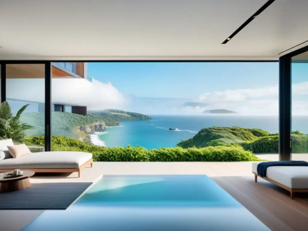 Exclusiva casa costera con soluciones de privacidad innovadoras Hogar costero con soluciones de privacidad innovadoras, rodeado de exuberante vegetación y vistas al mar