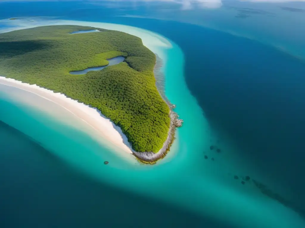Costa biodiversa: belleza y equilibrio marino Imagen aérea de alta resolución de un extenso paisaje costero con manglares, playas y aguas cristalinas