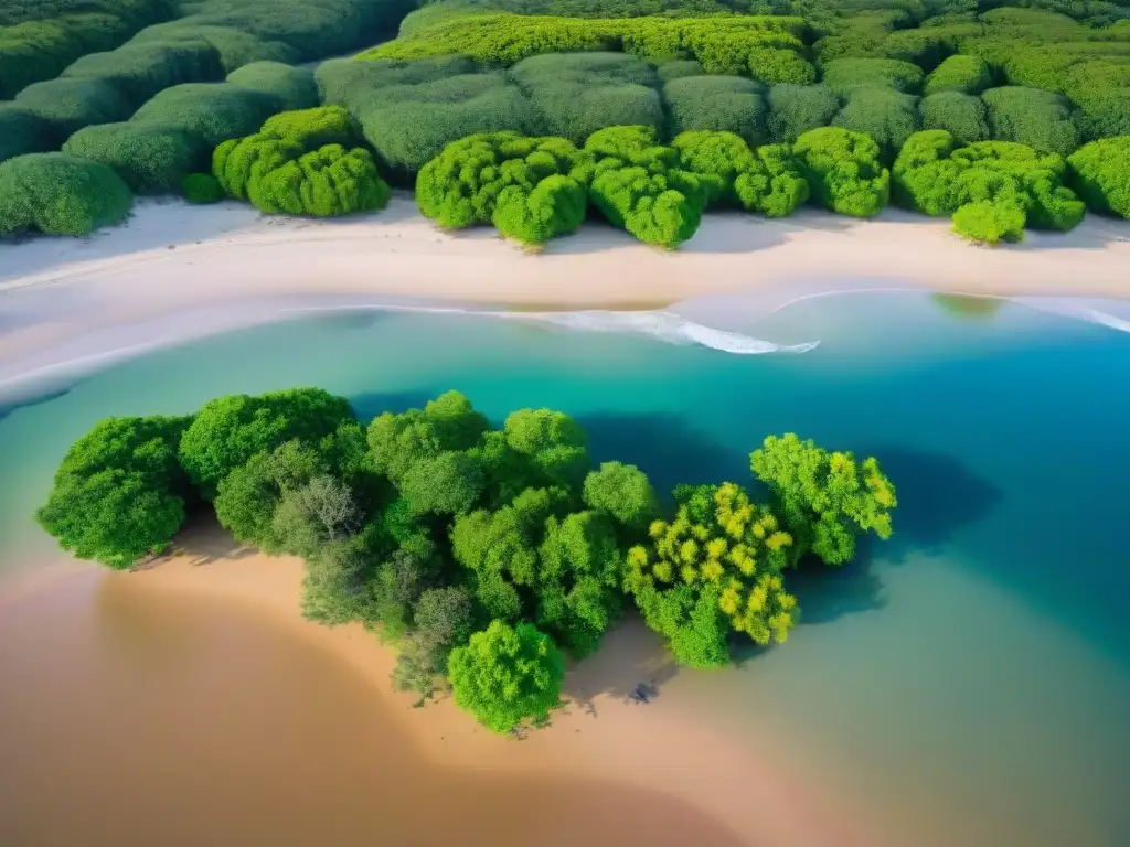 Ecosistema costero: equilibrio entre tierra y mar Imagen de la importancia de zonas de amortiguamiento costero para la conservación de la biodiversidad en armonía natural