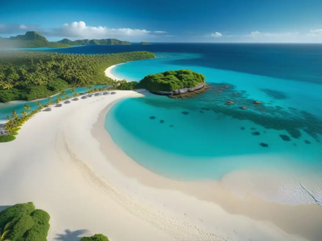 Paraíso Costero: Crowdfunding Propiedades en 8K Imagen panorámica: costa paradisíaca con aguas turquesa cristalinas, arena blanca y propiedades de lujo en crowdfunding