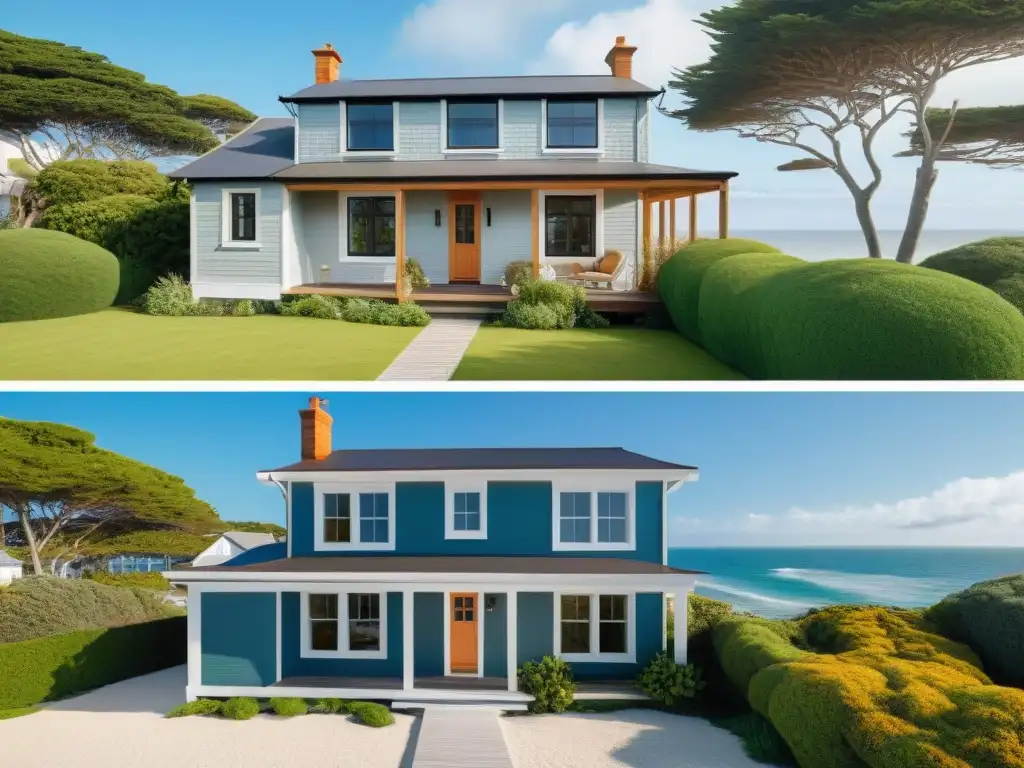 Renovación costera: antes y después de una propiedad junto al mar Transformación impactante de propiedad costera: antes una casa deteriorada, después una renovación de exteriores propiedades costeras